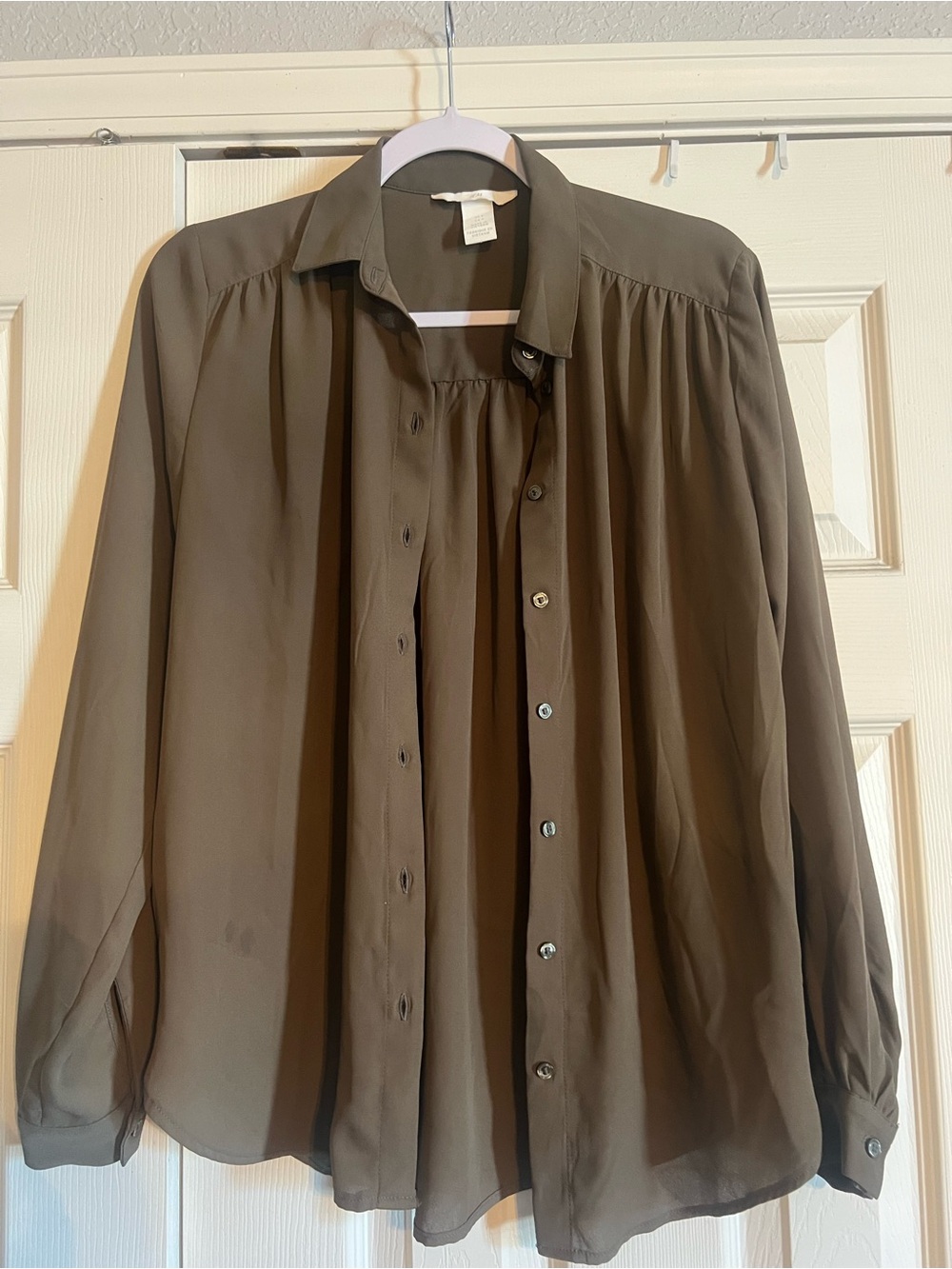 Ladies Olive Green Button-Down H & M Blouse